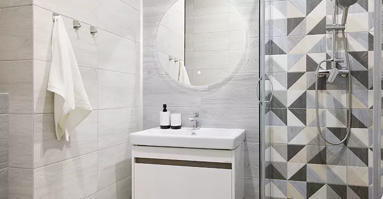 Modern Small Bathroom Walk-In Shower Remodel in Ardmore